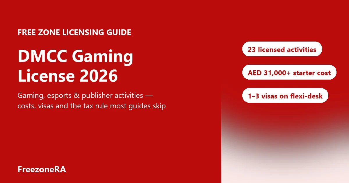 DMCC Gaming License 2026 guide -- gaming, esports and publisher activities, costs and visas